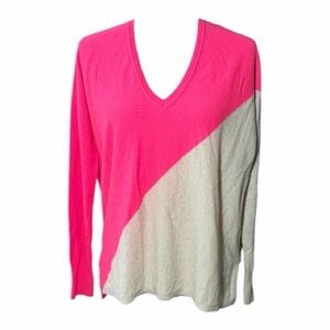 Lilly Pulitzer Pink and Cream V-Neck Cashmere Size S/M